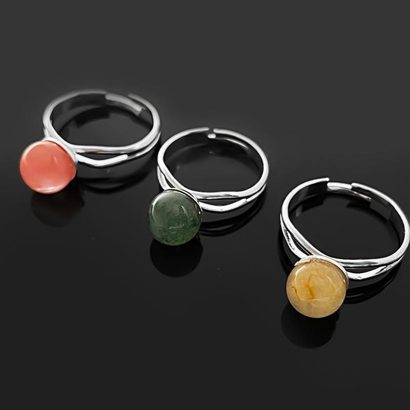 

Wedding Rings Minimalist Colored Crystal Natural Stone For Women Amethyst Malachite Opal Gemstone Open Adjustable Handmade Jewelry
