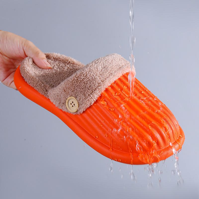 

Slippers Women Cotton Removable Washable Home Men Shoes Plus Velvet Keep Warm Winter 2021 Couple, Orange