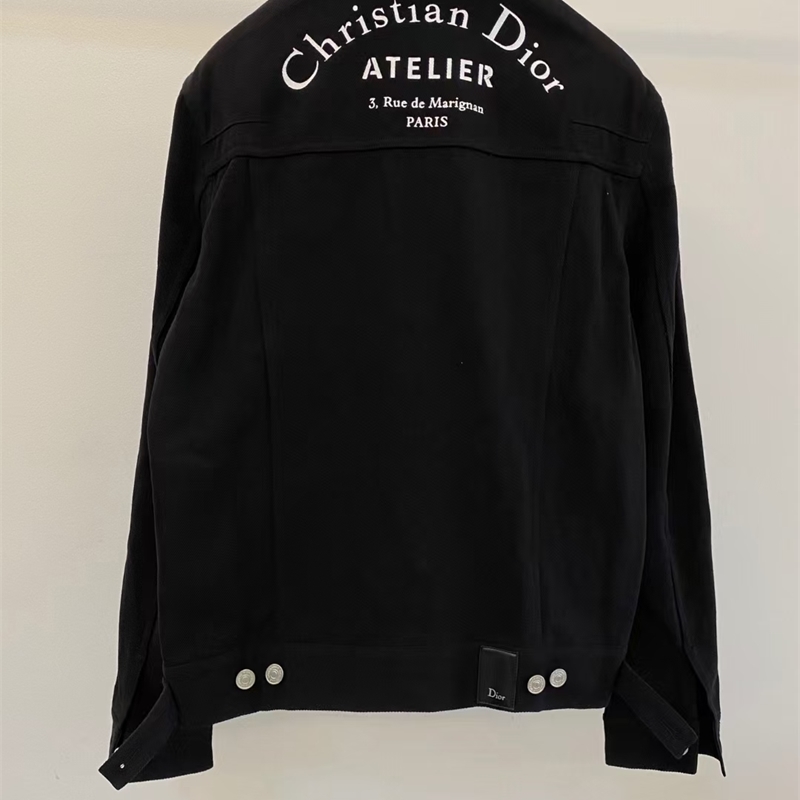 

restore three complete 100% CD simple letter print denim jacket, White;black