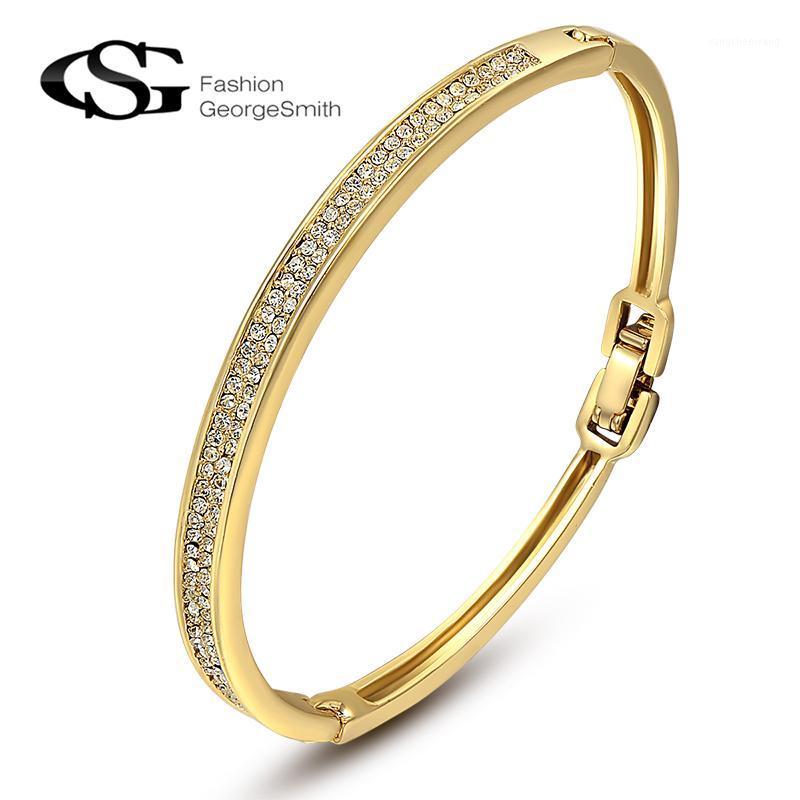 

Crystal Bracelet With Zrcon Women Bracelets Bangles Gold Color Environmental Micro-Inserted Jewelry Bangle