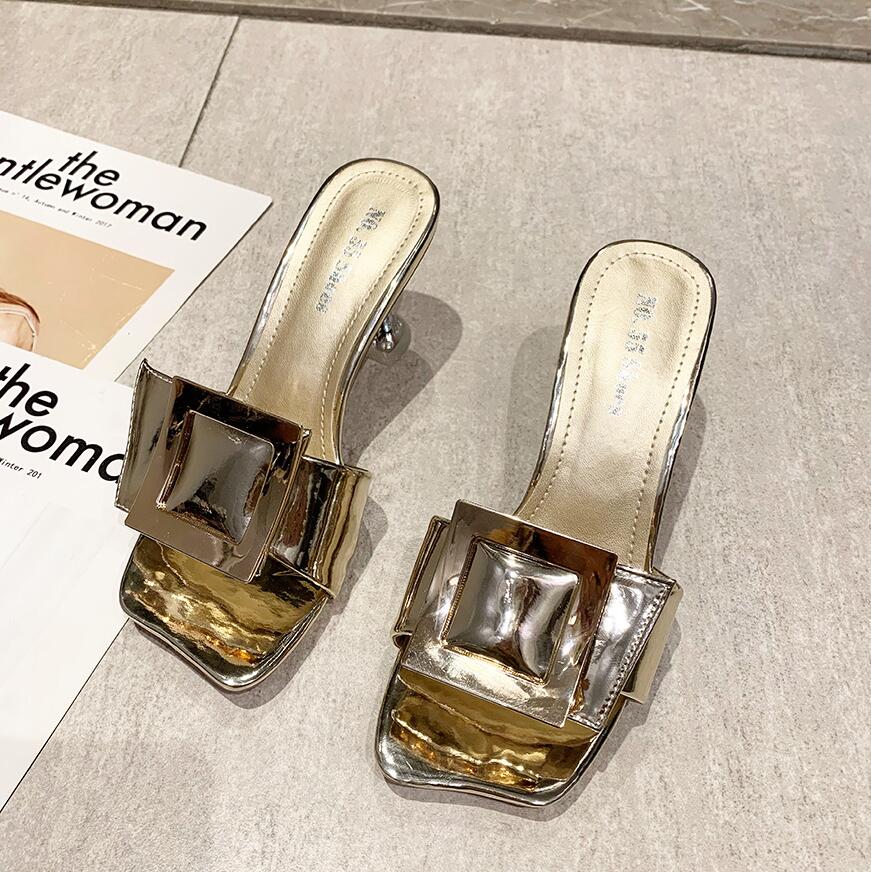 

Women Summer Leather Weaving Beach Slippers Open Toe High-heeled slippers Elegant Sexy Outdoor Slides Women's Shoes, Black