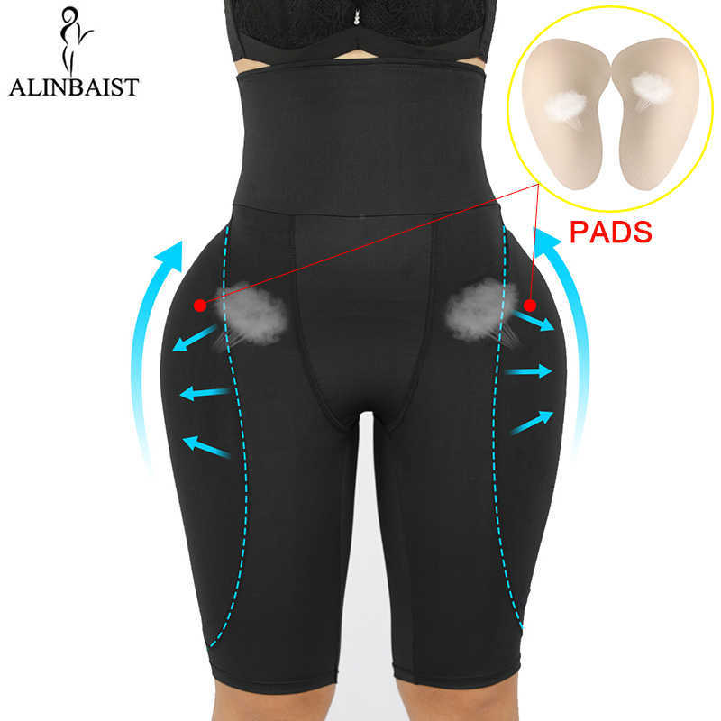 

Women Butt Lifter Shapewear Waist Tummy Control Body Underwear Shaper Pad Control Panties Fake Buttocks Lingerie Thigh Slimmer 210708, Hip pads short-black