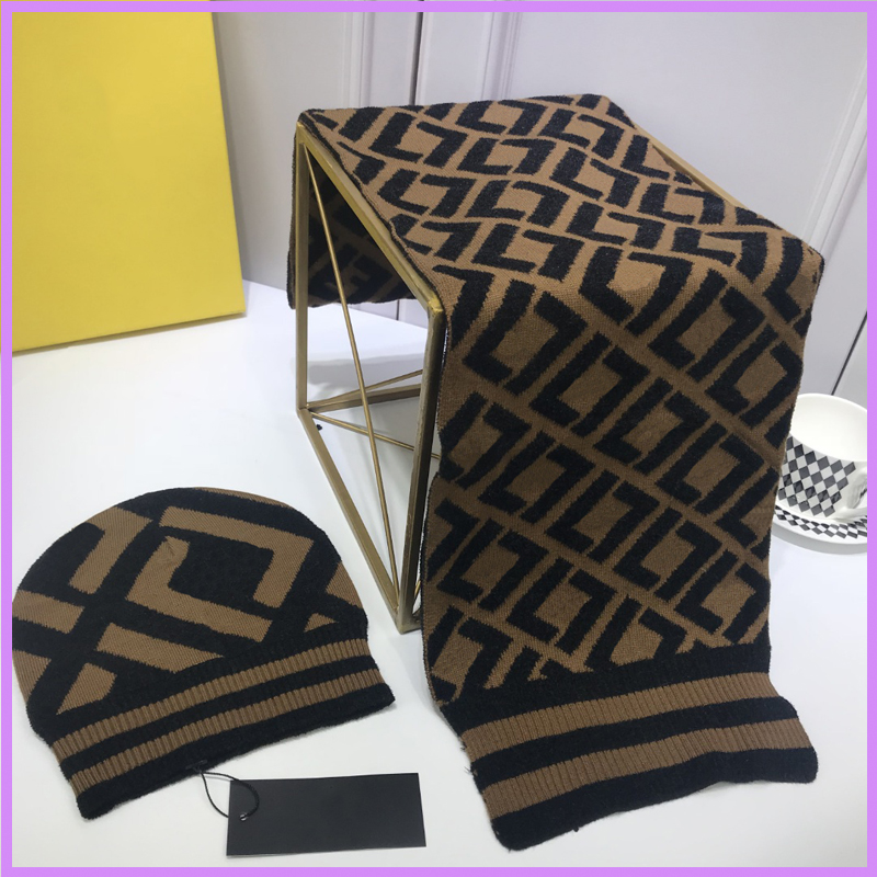 

Fashion Women Scarf Hat Wool Knitted Hats Scarfs Mens Winter Keep Warm Designer Baseball Caps Casquette Outdoor Set Elastic D218173F