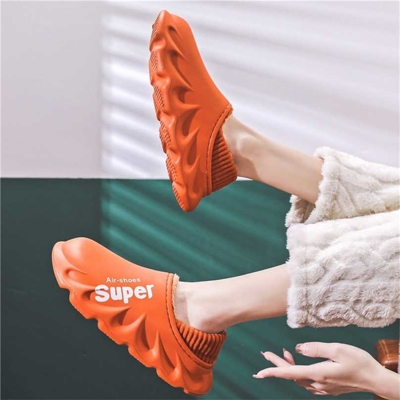 

Winter Slippers Warm Men Shoes Waterproof Women Couples Non-Slip Plush Cotton Indoor Outdoor Cozy Home Autumn Thick Hee 211110, Yellow-b