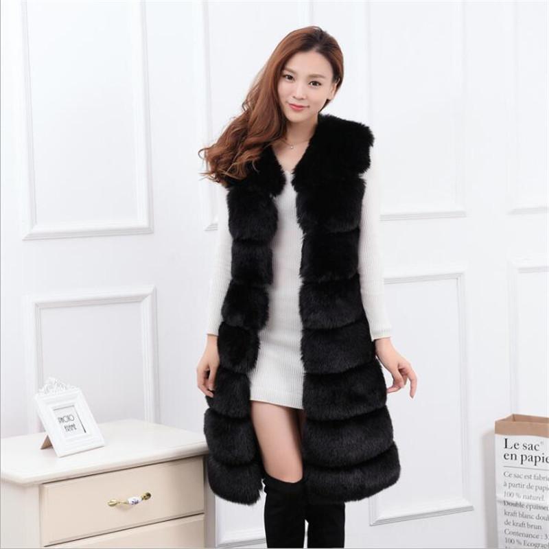 

Women's Fur & Faux MSAISS Winter Long Fake Vest Women Fashion Vests Woman Warm Artifical Coats Female, Black