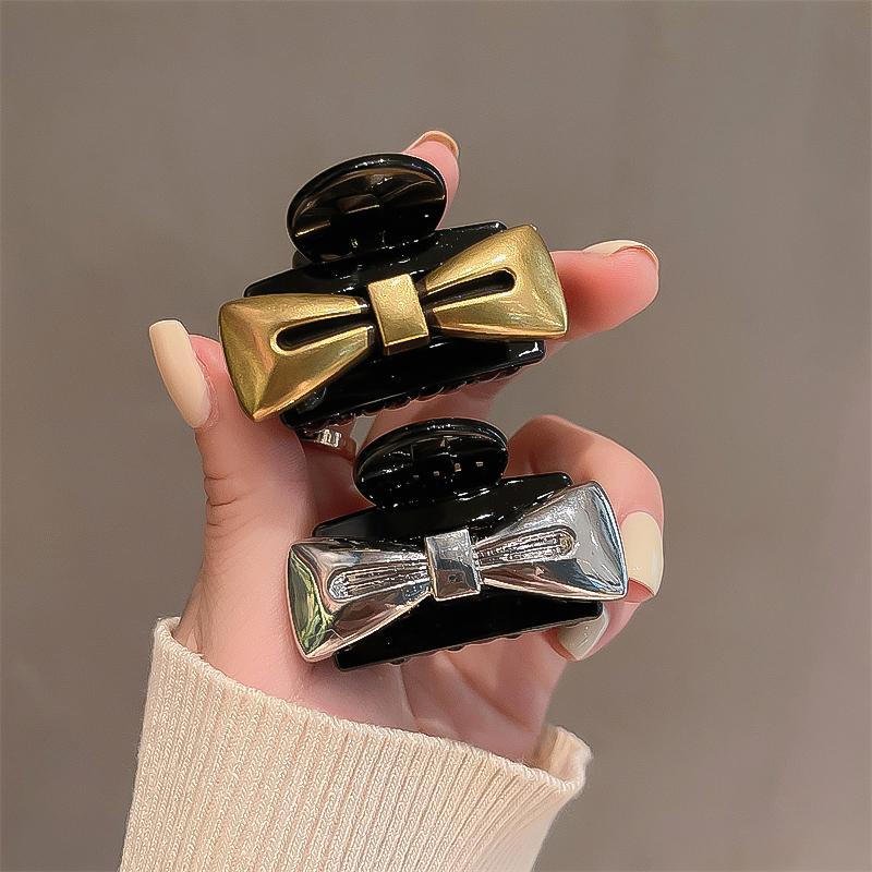 

Hair Clips & Barrettes AMORCOME Black Acrylic Claw Clip Gold Silver Color Metal Bowknot Women Girls Small Size Fashion Accessories, Golden;silver