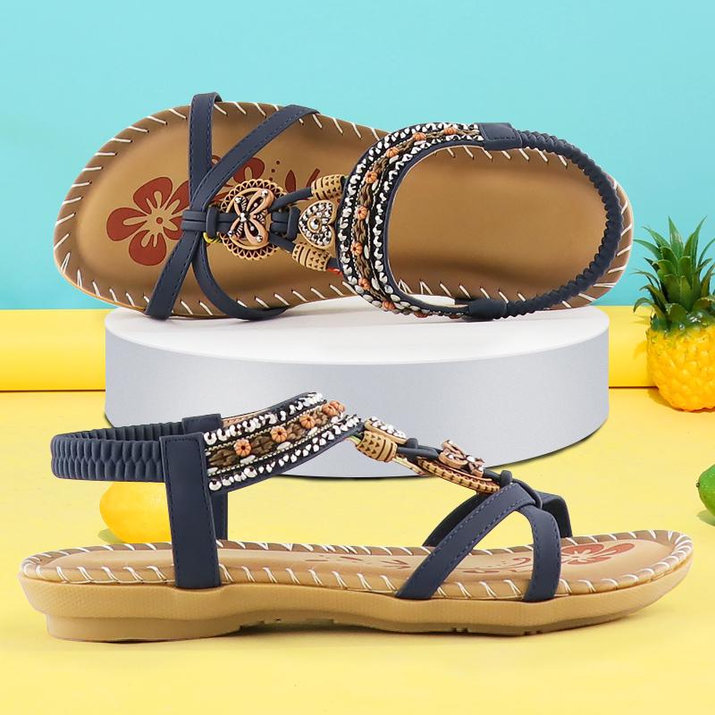 

Sandals Women Summer Wedges Shoes Ladies Butterfly-knot Rhinestone Slides Sandalias Mujer Bohemia Elastic Band Sandal, Black