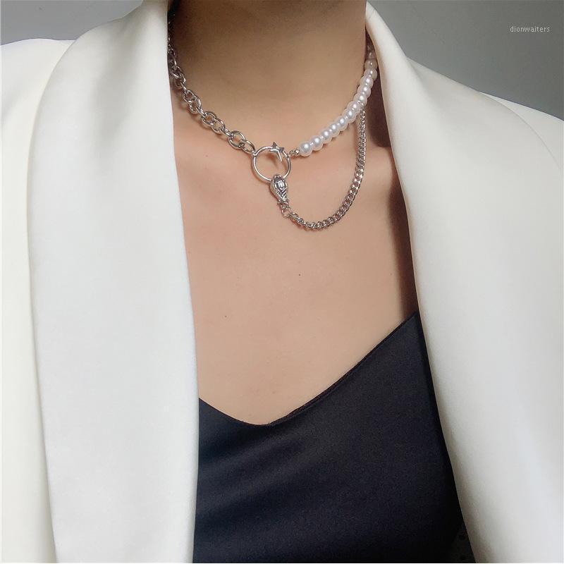 

Stitching , Cross Pearl Necklace, Cool Style Clavicle Chain, Fashion Personality, Cold Wind, Retro Item Ornaments For Women Chains