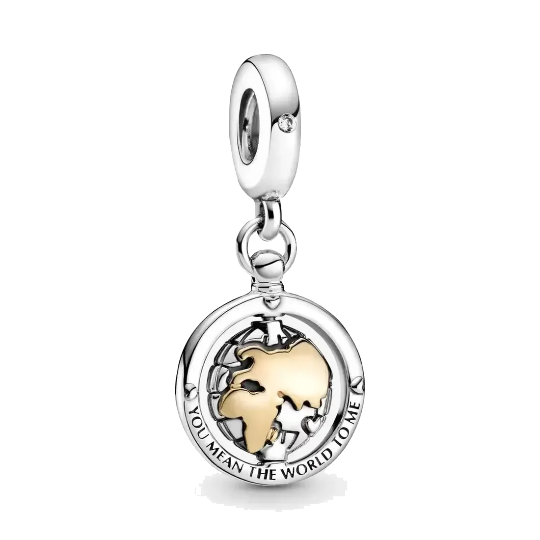 

Fine jewelry Authentic 925 Sterling Silver Bead Fit Pandora Charm Bracelets Heart Spinning World Dangle Safety Chain Pendant DIY beads, Bronze;silver