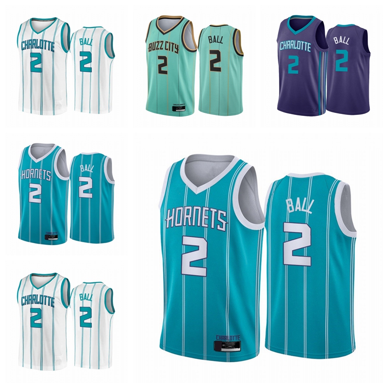 

Charlotte Hornets MEN's LaMelo Ball #2 2021 Mint Green City Association Teal Icon Draft basketball jersey, As photo
