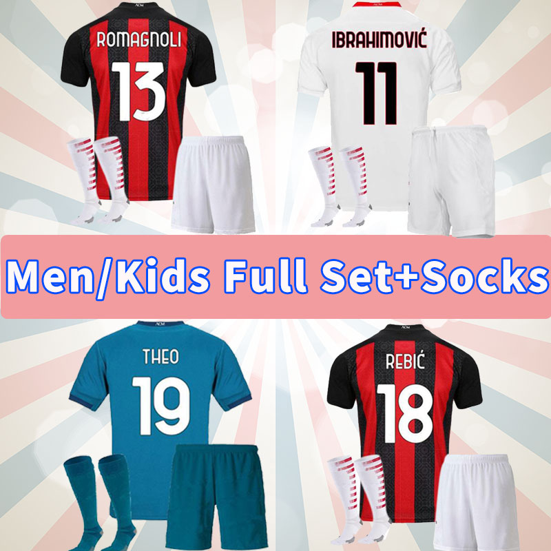 

20 21 milan soccer jersey kits AC 2020 2021 IBRAHIMOVIC PIATEK football shirt PAQUETA BENNACER THEO TONALI camisa de futebol sets uniforms, Home