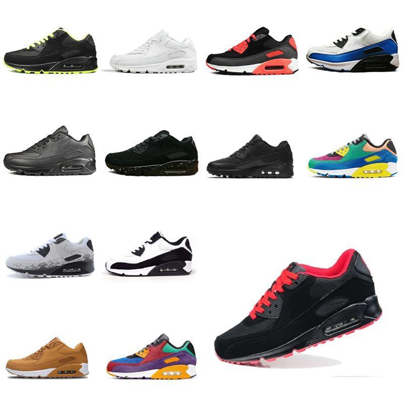 

90 Boots Running Shoes Men All Black White Classic Breathable Surface Sports Outdoor Airs Cushion Sneakers 36-45