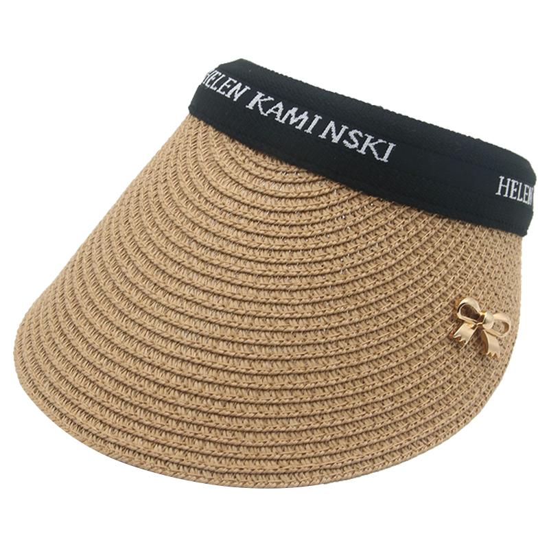 

Wide Brim Hats Women Sun Visor Bowknot Metal Summer Khaki Black Navy Big Protection Adjustable Outdoor Beach, Blue;gray