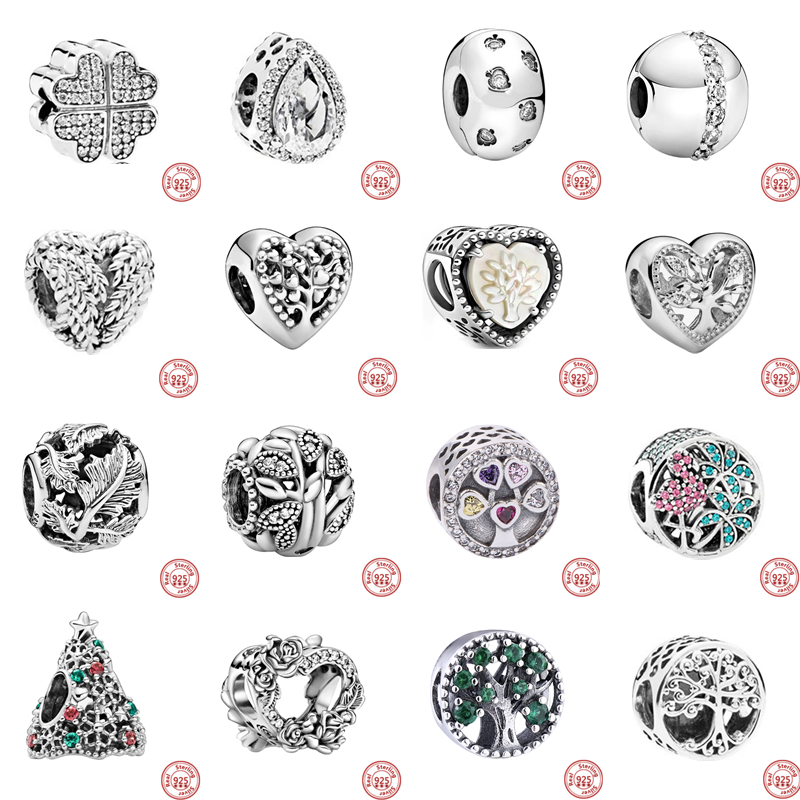 

Other 925 Sterling Silver Hollow Family Tree Water Droplets Heart Beads Fit Original Charms Bracelet DIY Women Fashion Jewelry