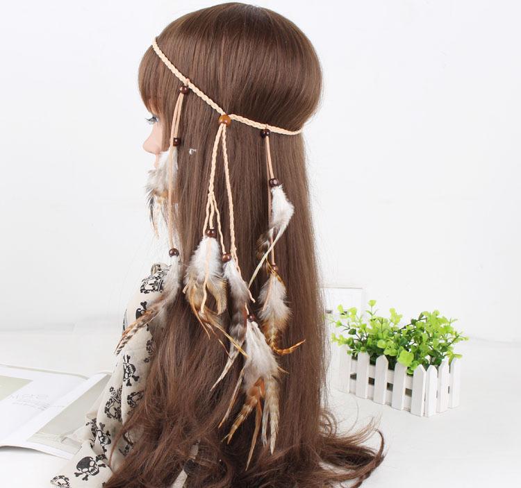

Hair Clips & Barrettes Ornaments Feathers Band Fashion Women Bohemian Elastic Cute Headband Party Gift Jewelry Headwear A5010, Golden;silver
