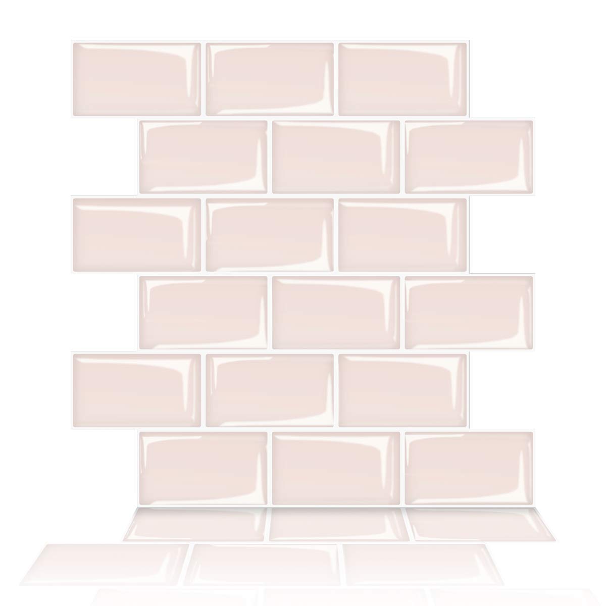 Art3d 30x30cm Pink 3D Wall Stickers Self-adhesive Peel and Stick Backsplash Tile for Kitchen Bathroom , Wallpapers(10 Tiles, Thicker Version)-image-724440954