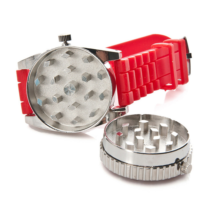 

metal herb grinder portable fashion creative 2-layer zinc alloy grinders with watch function for tobacco