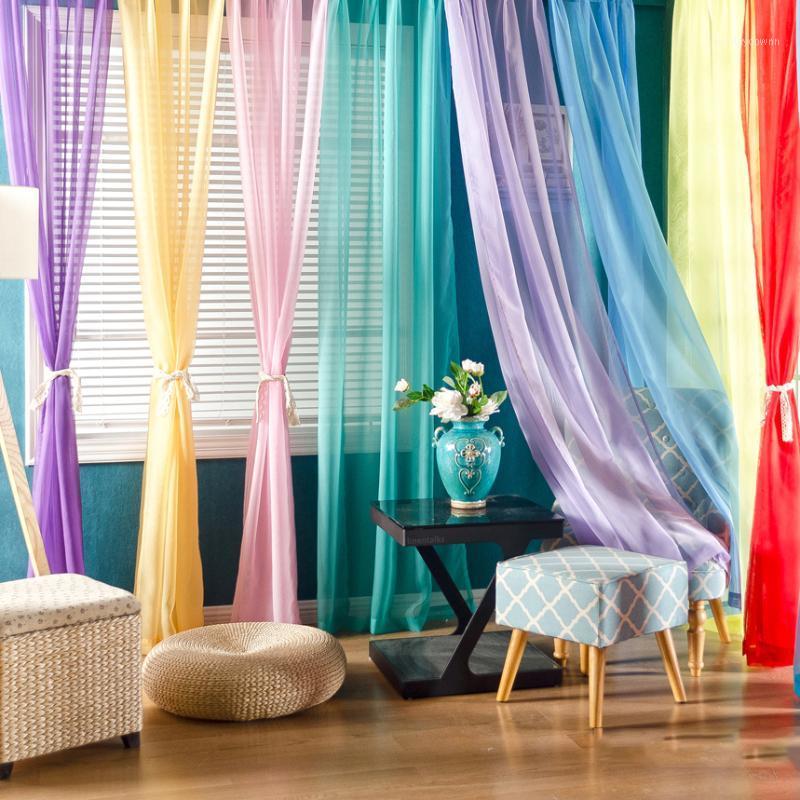 

Curtain & Drapes 1*2M Solid White Tulle Sheer Window Curtains For Living Room The Bedroom Modern Voile Organza Fabric Pole Type