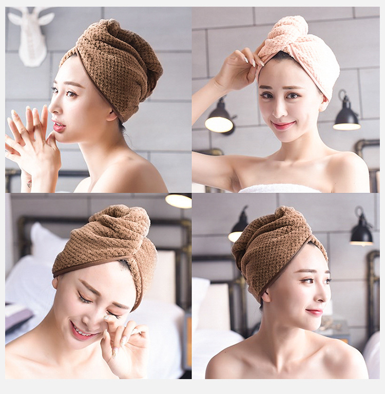 

Thickened Coral Velvet Pineapple Check Shower Caps Adult Hair Dryer Hats Triangle Quick Dry Towel Hoods 3 Colors Optional