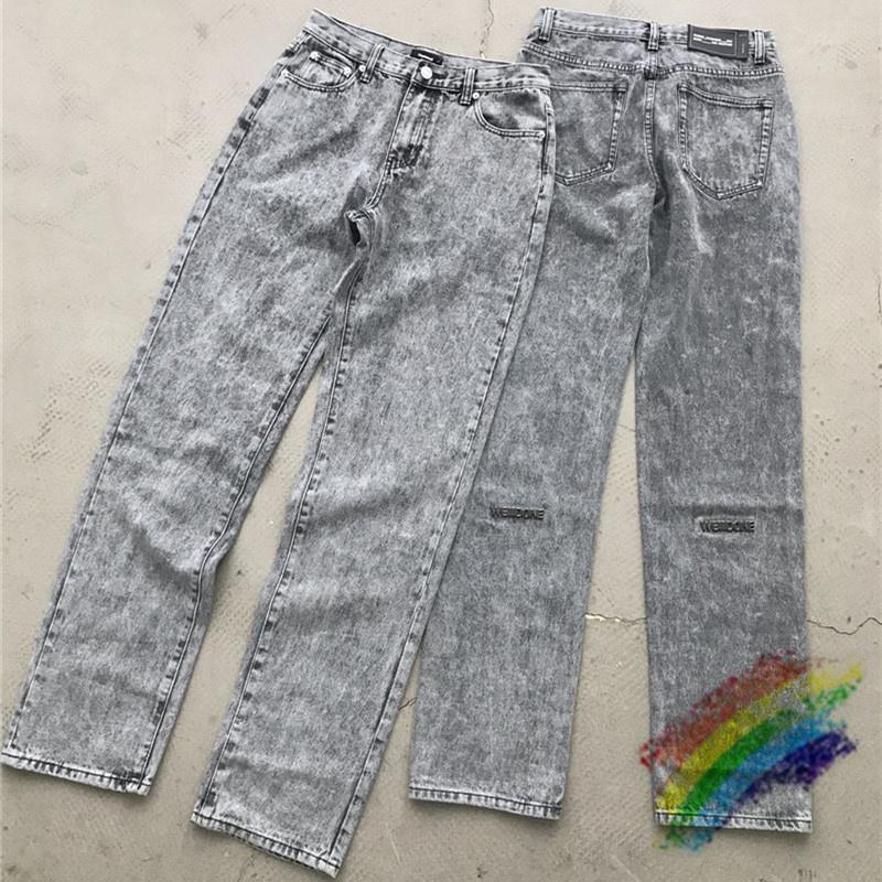 

Men's Jeans We11done Men Women 1:1 Top Quality Streetwear Denim Pants WELLDONE Cowboy Button