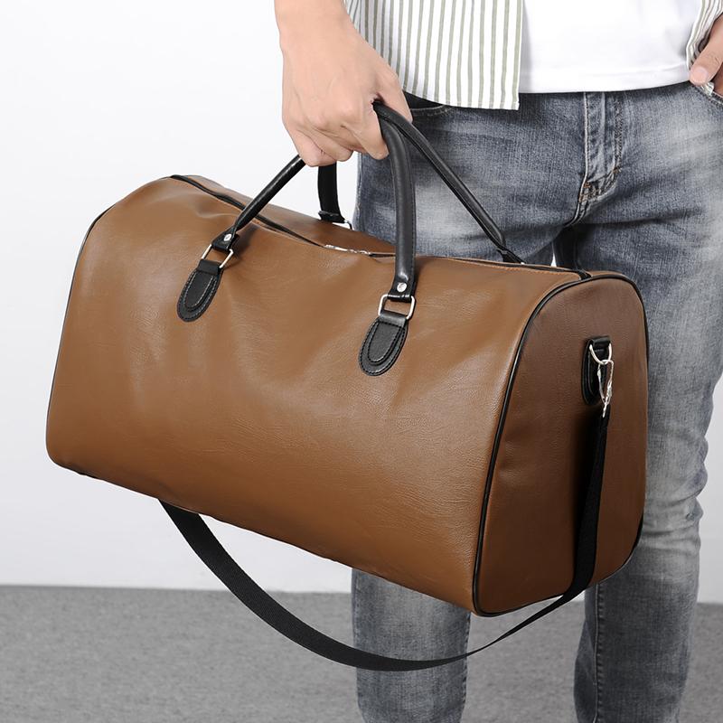Duffel Bags Luxury Travel Bag Men And Women Large Capacity Pu Leather Duffle Male Weekender Overnight Hand Luggage For Travelling-image-741304071