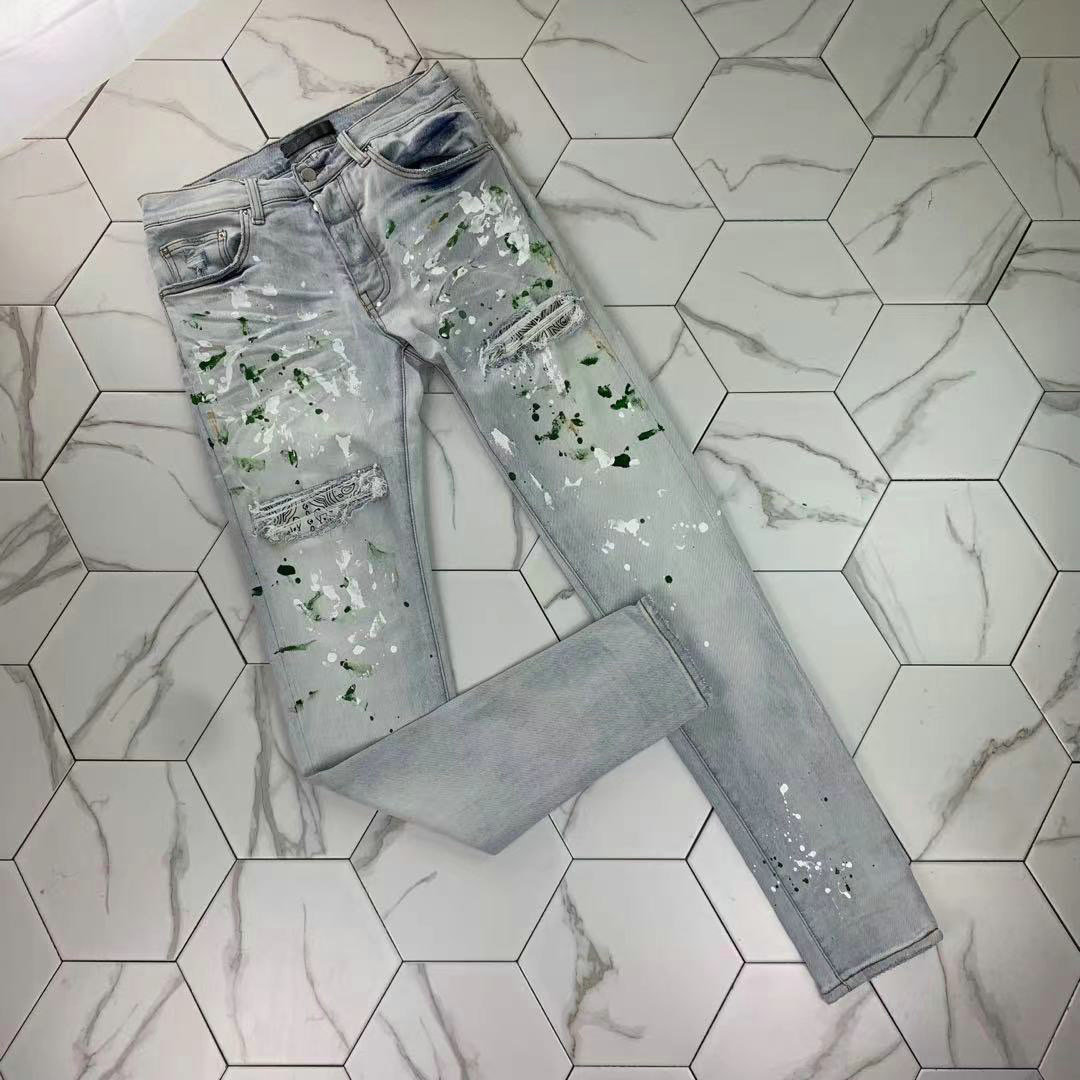 

5-2-8Men's Distressed Ripped Skinny Jeans Fashion Mens Jeans Slim Motorcycle Moto Biker Causal Mens Denim Pants Hip Hop Men Jeans, Blue