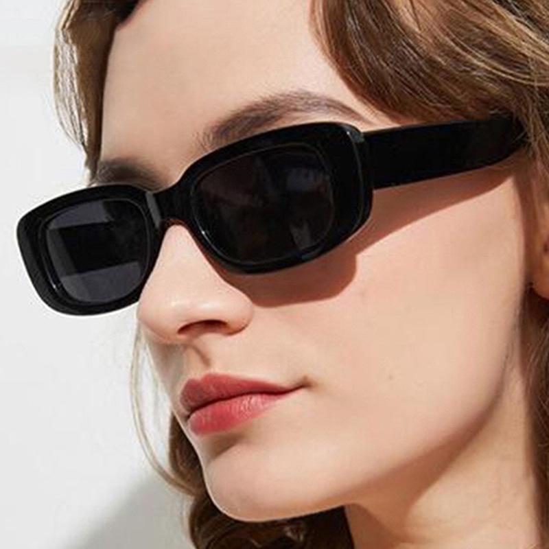 

Sunglasses 2021 Fashion Rectangular Vintage Women Black Platic Shade Sun Glasses Latest Trend UV400