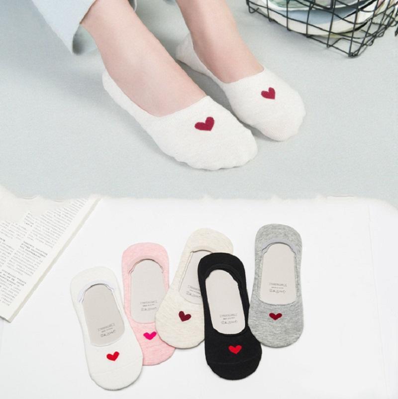 

Socks & Hosiery 5 Pairs/Set Women's Ankle Sock Woman Cotton Invisible Asakusa Boat Ladies Korean Non-Slip Fashion With Print Popite, 5-black