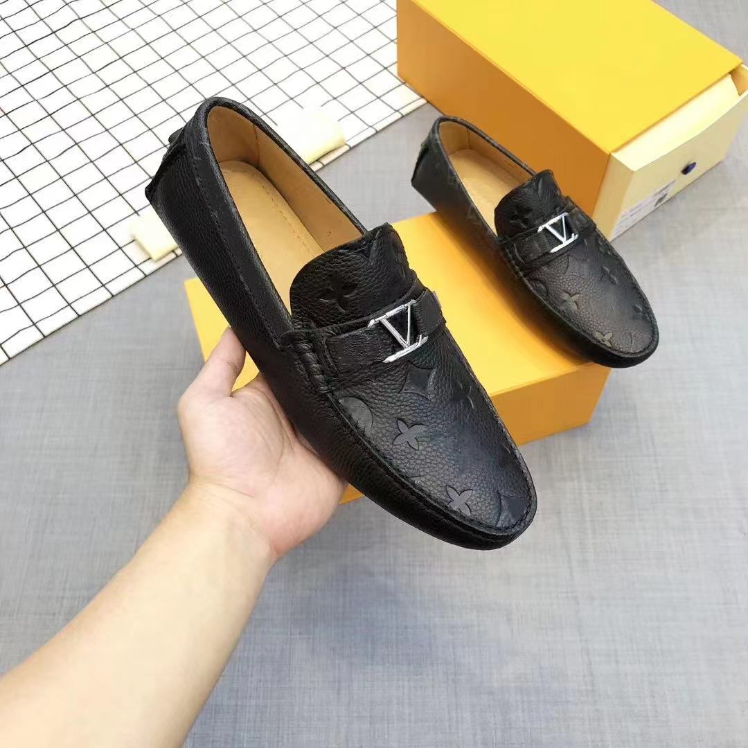 

Newest Non-Brand men dress suede shoes black dark blue red gray orange green brown mens slip on lazy Leather shoe