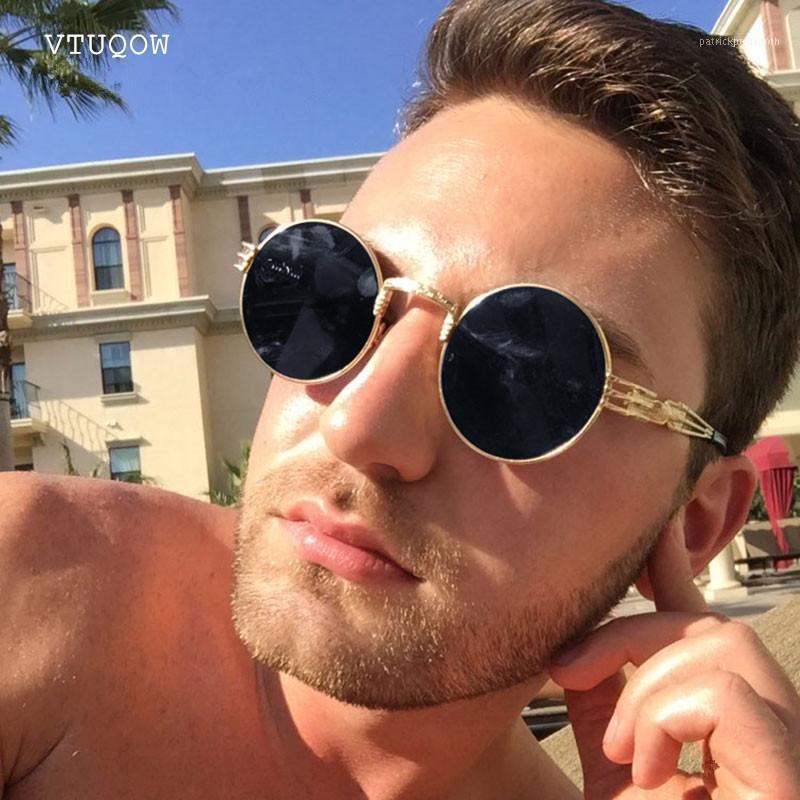 

Sunglasses Top Quality Round Steampunk Men Women Brand Designer 2021 Vintage Metal Coating Male Sun Glasses For Oculos UV400