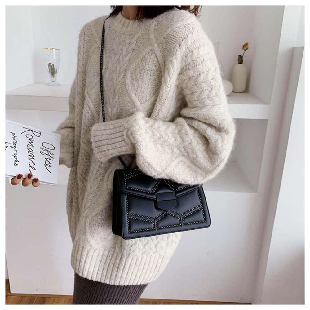 

designer luxuryrivet chain brand designer pu leather crossbody bags for women 2021 simple fashion shoulder bag lady messenger bags small mes