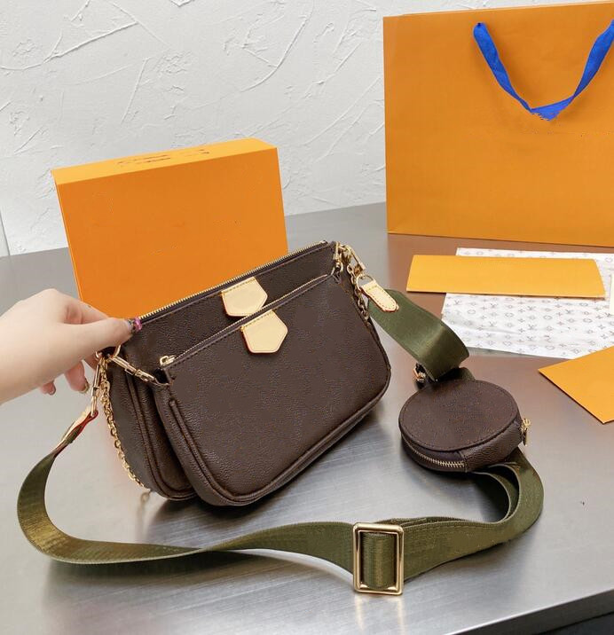 

2021 Brand designer Shoulder Bags Multi Pochette Accessoires Purses Women Luxury Fashion Favorite Mini 3pcs set Combination Handbags Crossbody Bag With box M44840, Brown