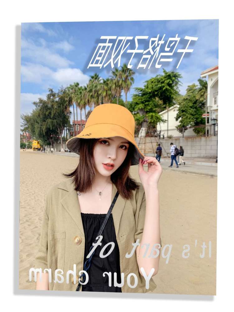 

Sun hat Summer plain UV proof dome small fresh double faced letter flat brim female sunshade fisherman's hat three colors, Blue;gray