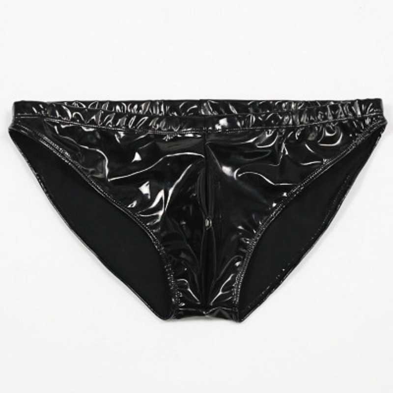 

Men PVC Faux Leather Low-Waisted Shiny Brief Colloid Imitation Latex Glossy U Convex Pouch Erotic Latex Tight Underwear Panties X0610, Mirror black