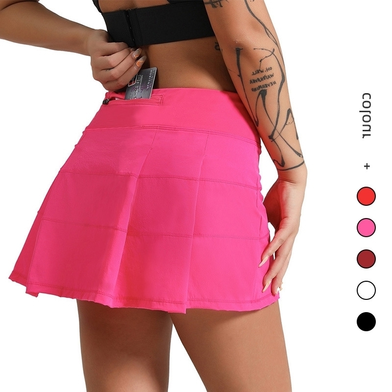 

Multicolor pleated Yoga women's Lulu same sport tennis skirt with pocket1, Wine red