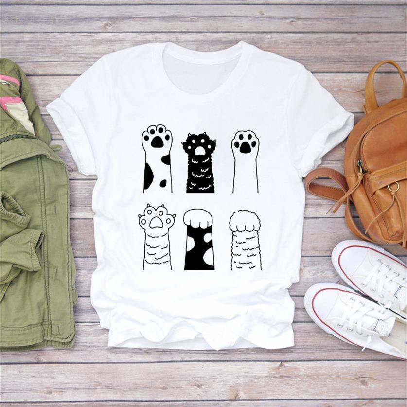 

bee busy day cat cartoon womens printing clothing summer graphic aesthetic tee top, White