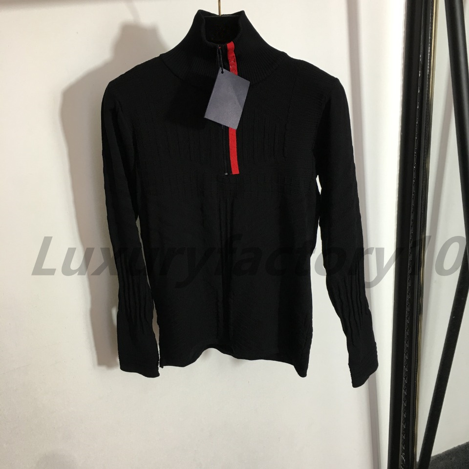 

High Quality Luxury Jacket Spring and Summer Women Letter new embroidered letter stand collar long sleeve T-shirt bottomed shirt, Black