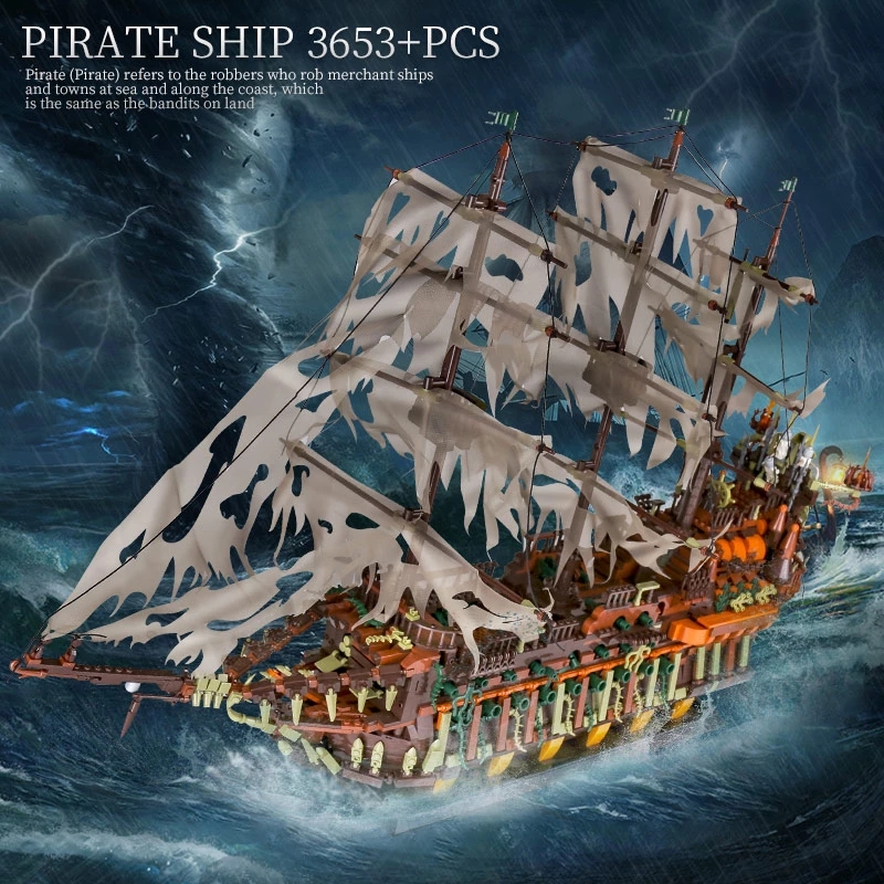 Vliegende Dutchman Pirate Ship Building Blocks Mold King 13138 Compatibel 16016 Bakstenen Monteren Kids Kerstcadeau Verjaardagspeelgoed