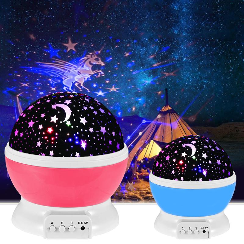 

Night Lights Starry LED Projector Star Moon Light Sky Rotating Battery Operated Bedroom Nightlight Lamp For Kids Baby Gifts