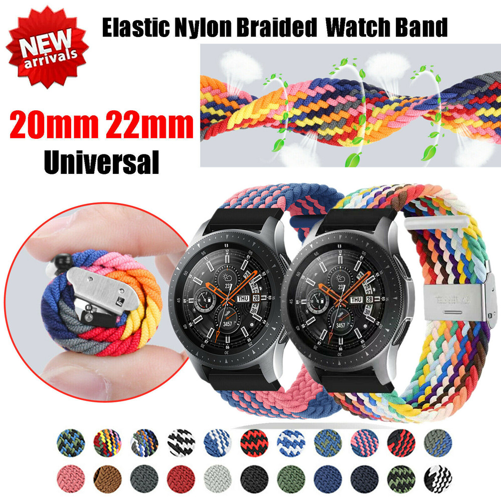 

20mm 22mm Braided Nylon Strap for Samsung Galaxy Watch 3 46mm 42mm active 2 Gear S3 Bracelet Huawei GT2 2e Pro amazfit