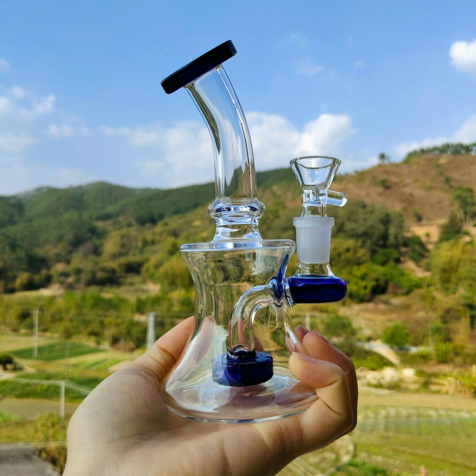 

16cm height beaker base Bong Hookahs Shisha Smoke Glass Pipe heady Dab Rigs Water bongs With 14mm bowl
