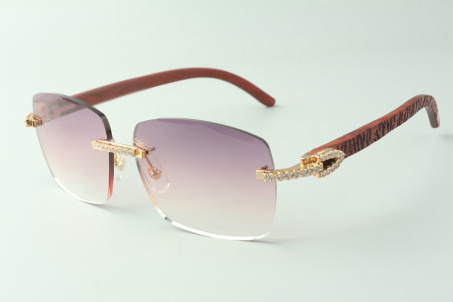 

Direct sales medium diamond sunglasses 3524025 with tiger wooden temples designer glasses, size: 18-135 mm