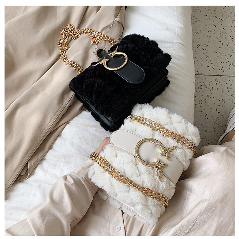 

2021 Bags For Womens 2021 High Quality Velvet Female Handbag Designer Chain Shoulder Crossbody Bag Fashion Women Messenger Bag, Black