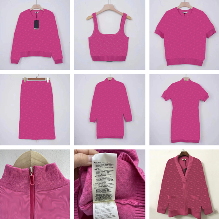 

Full Letters Womens Knitted Dresses With Pins High Grade Ladies Short Sleeve Skirts Fashion Brand Dress For Summer, #6