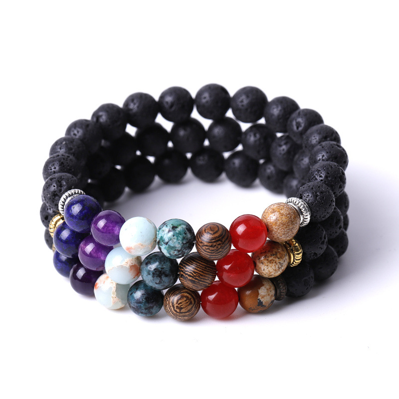

8mm Shoushan Rosewood Beads Bracelet Black Lava Stone Chakras Buddha Yoga Women Men Hand String Jewelry