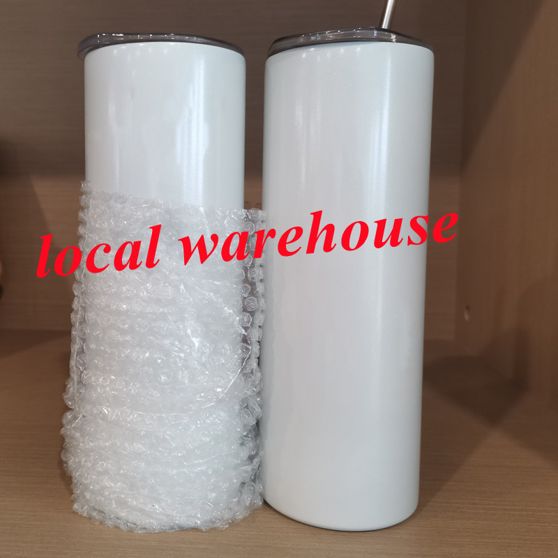

US STOCK!!15oz 20oz 30oz sublimation straight tumbler blank sublimation sippy cup glow in the derk tumblers baby bottle local warehouse, White