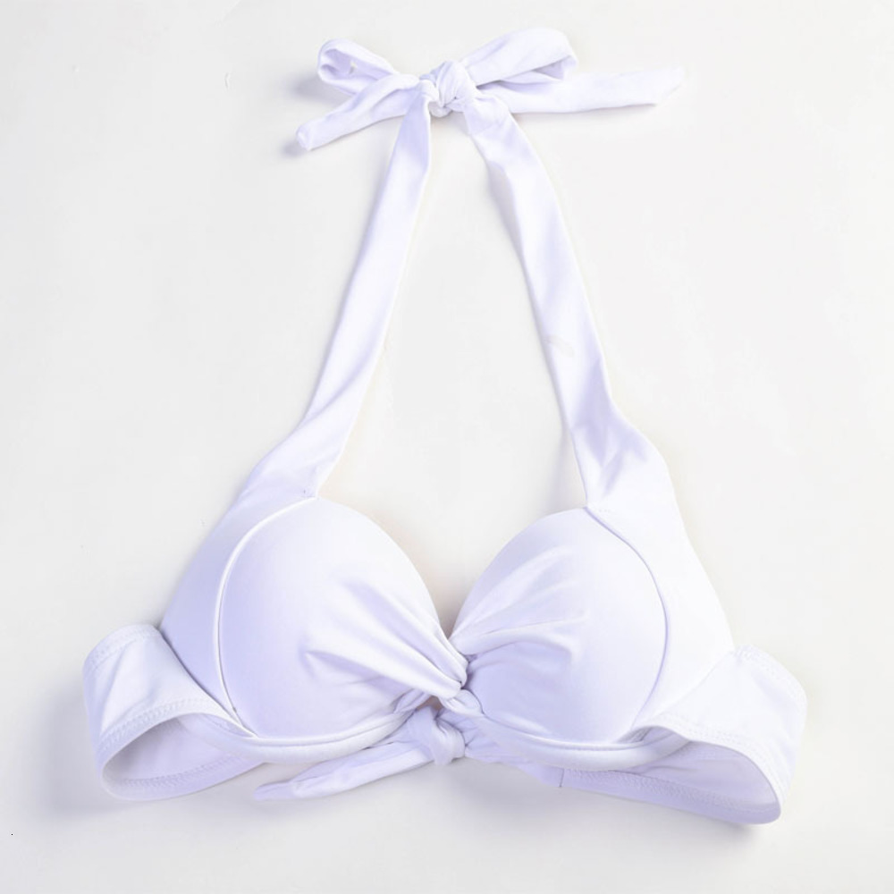 Bikini Sexy Solid Bag Thong with Tie Neck and Open Back Split Swimsuit triangl swimwear-image-692547120