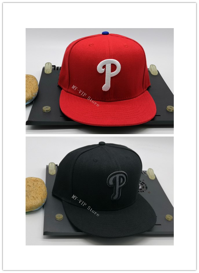 

New 2021 Philadelphia Fitted Caps Letter P Hip Hop Size Hats Black Baseball Caps Adult Flat Peak Men Women Red Full Closed Gorra, Blue;gray