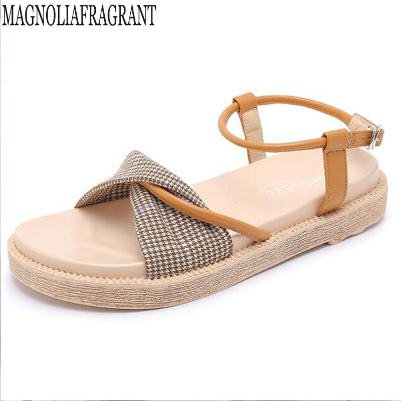 

Sandals Fashion Muffin Platform Female Summer Wild Flat With Bow Women Beach Open Toe Roman Hy236, Black