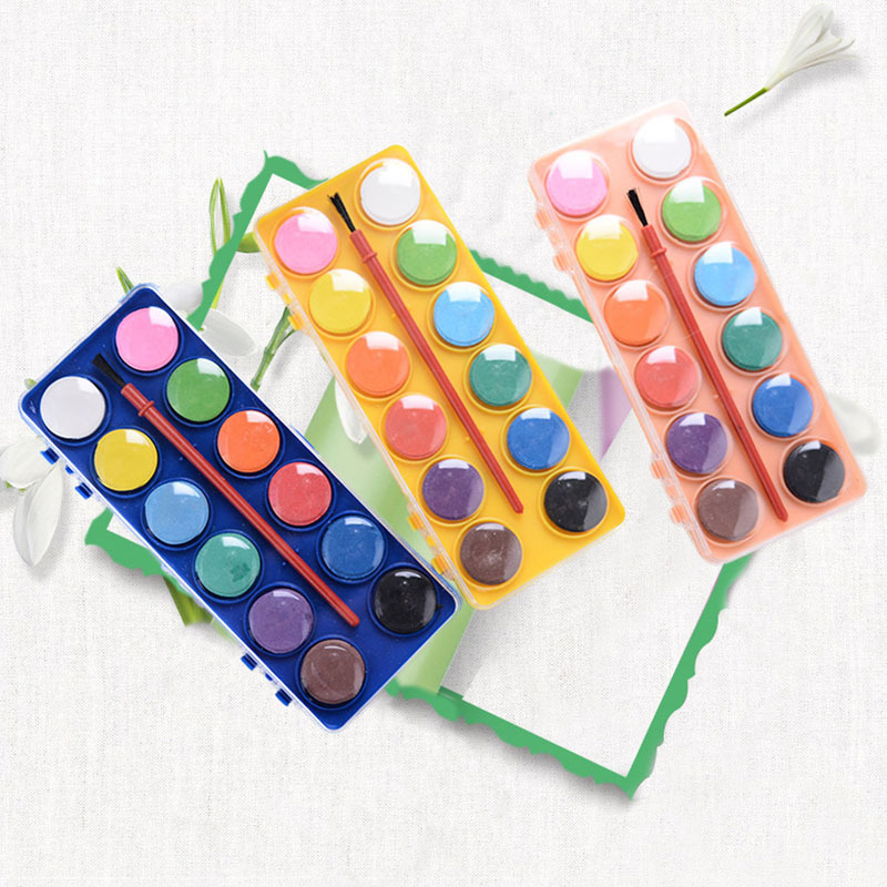 12 Colors Non Toxic Painting Materials Art Supplies Solid Gouache Paint Set Paint Sketch Small Powder-image-690315803